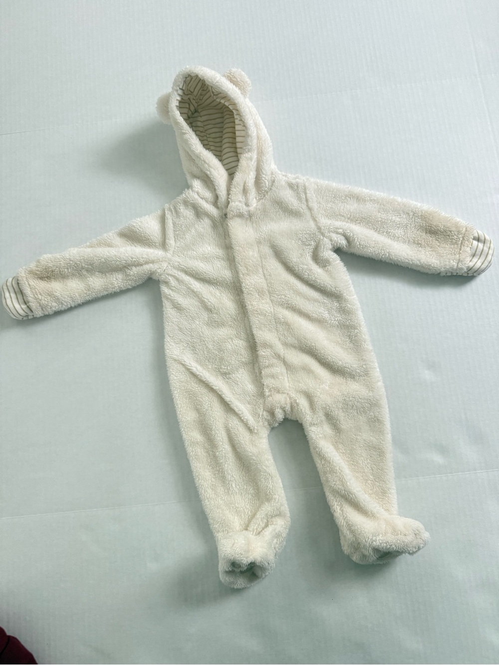 Magnetic Me 9m-12m Cream Fleece Hooded Baby One-Piece with Ears
